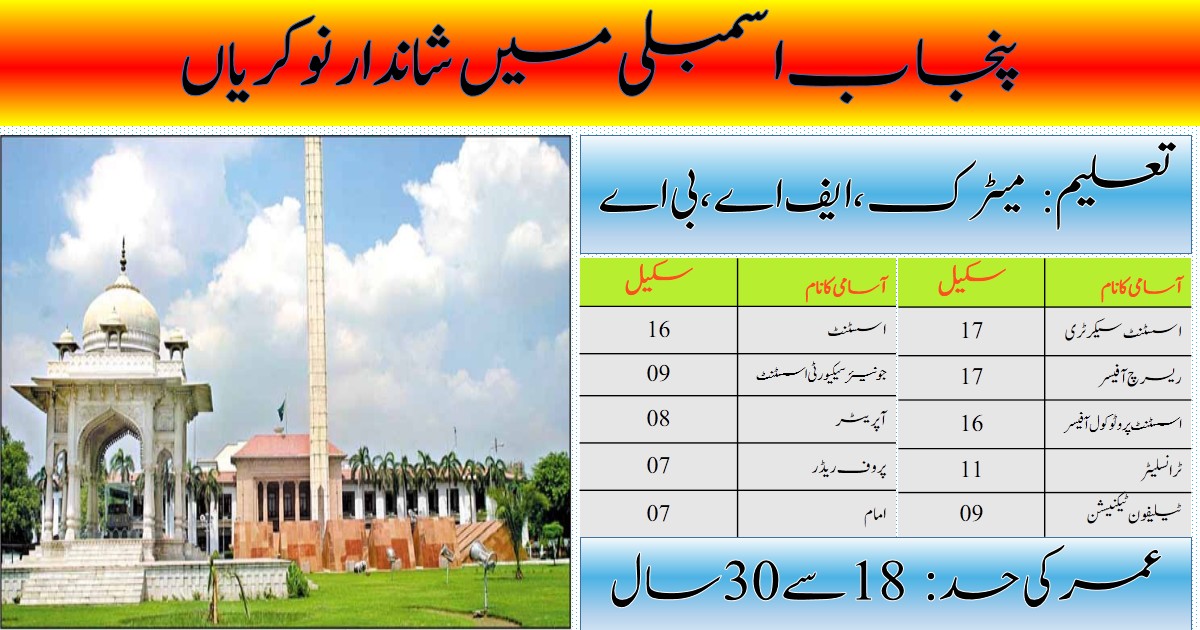 Provincial Assembly of Punjab Jobs 2020 | Apply Online