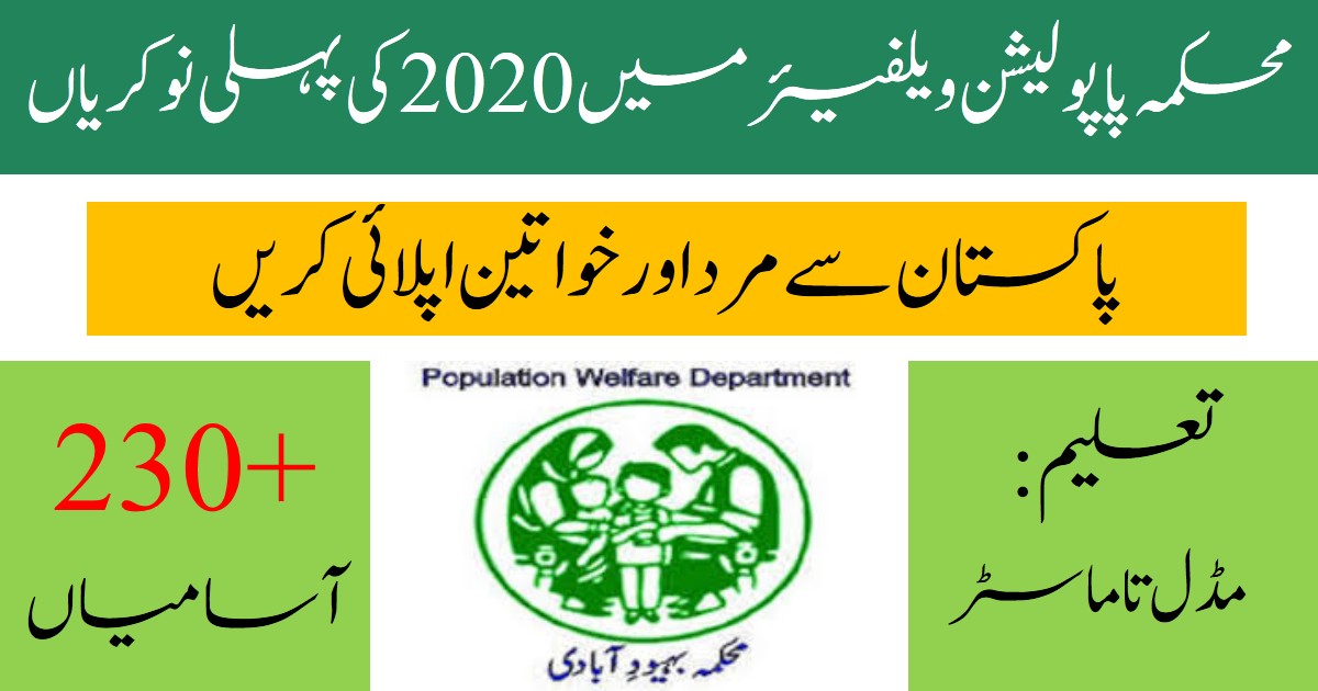 Population Welfare Department Jobs 2020 | Apply Online
